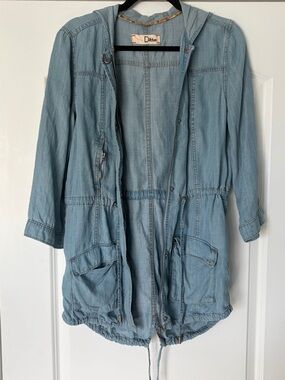 Dittos Women's Light Blue Denim Hooded Utility Anorak Jacket